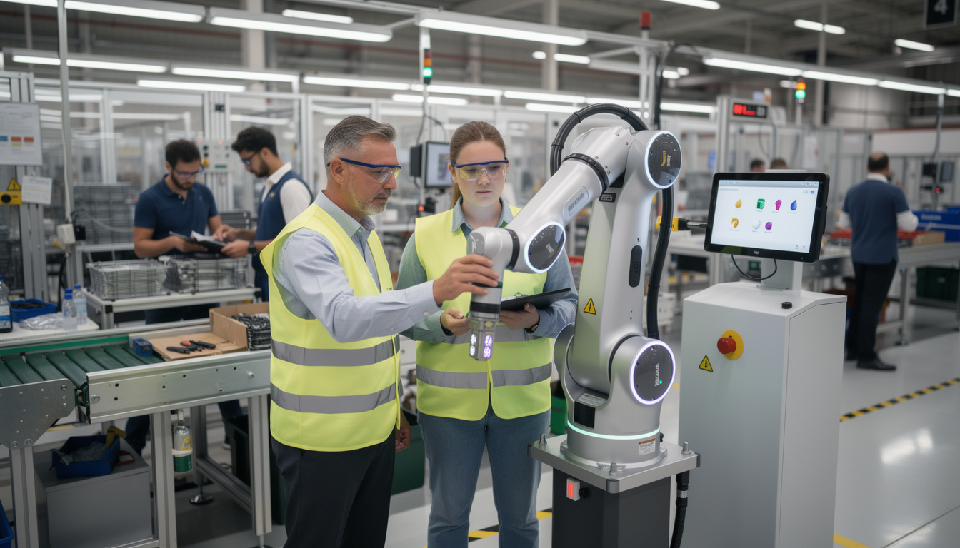 découvrez les algorithmes de sécurité en robotique collaborative (cobotique) pour garantir une interaction fluide et sécurisée entre l'homme et la machine, sans barrières.